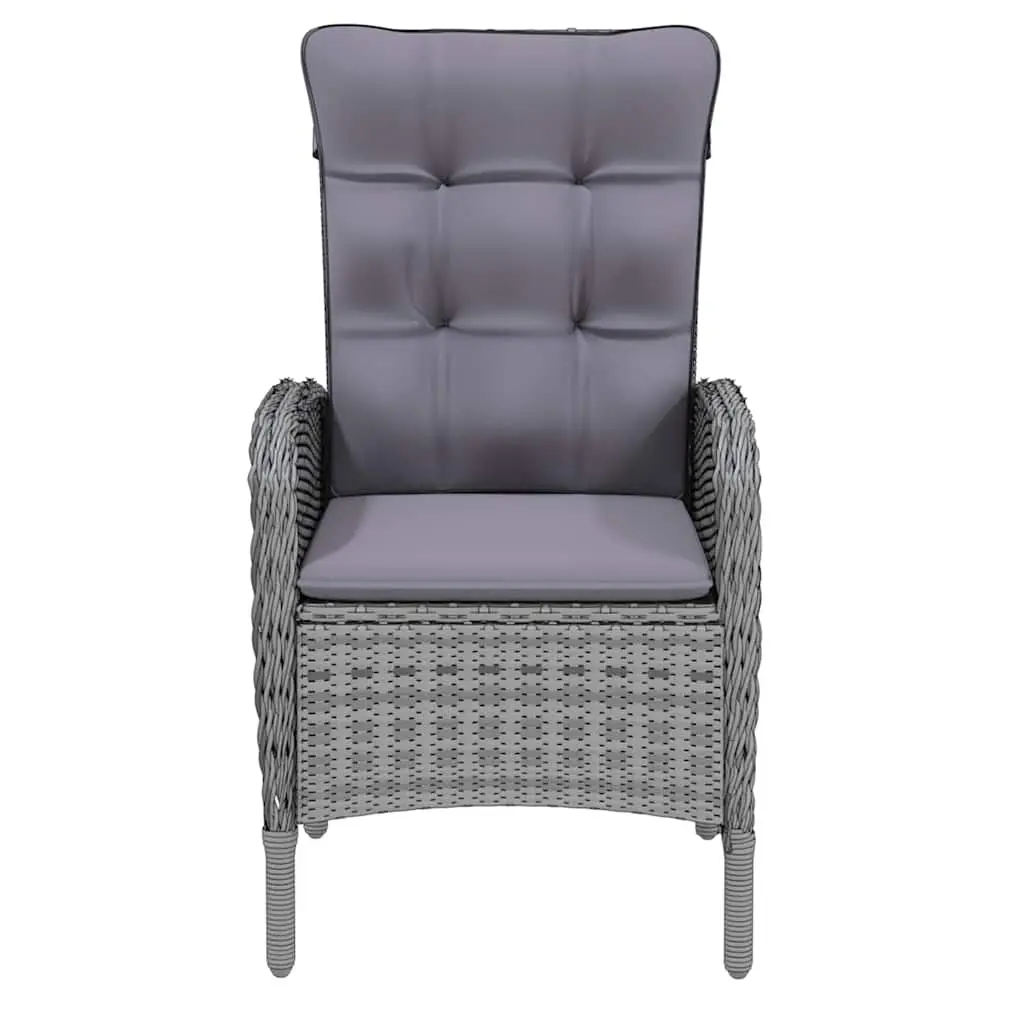 Outdoor Rattan Dining Set 5 Piece with Cushioned Chairs and Glass Table in Grey