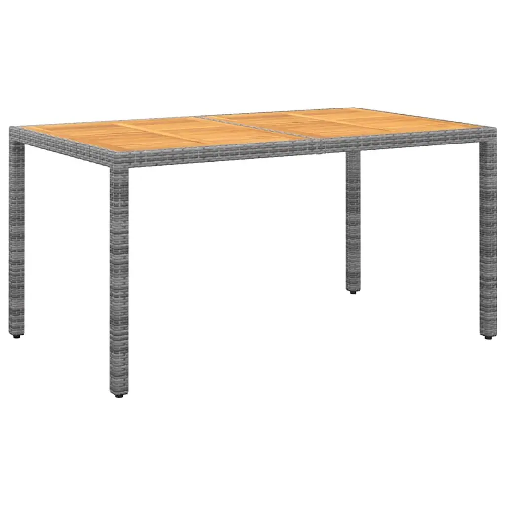 5 Piece Outdoor Patio Dining Set Grey PE Rattan Steel Frame Acacia Wood Table