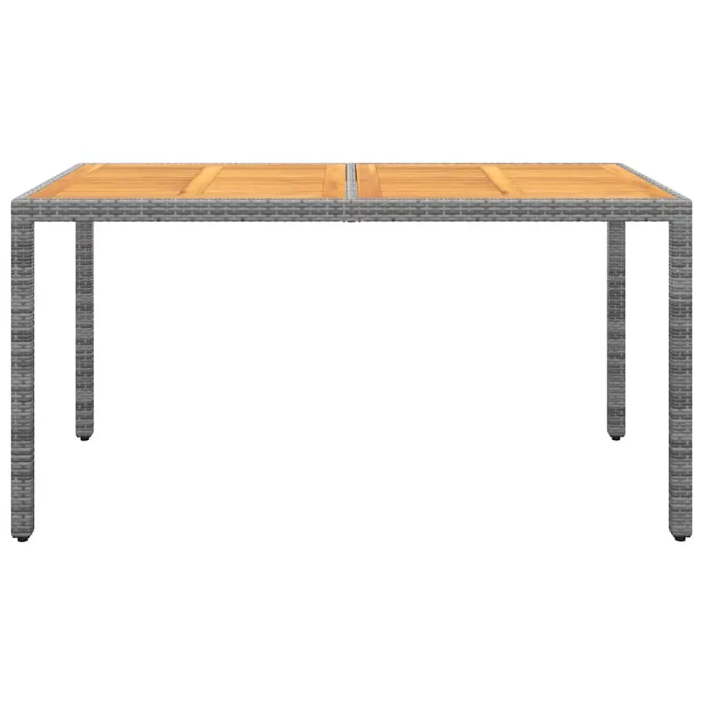 5 Piece Outdoor Patio Dining Set Grey PE Rattan Steel Frame Acacia Wood Table