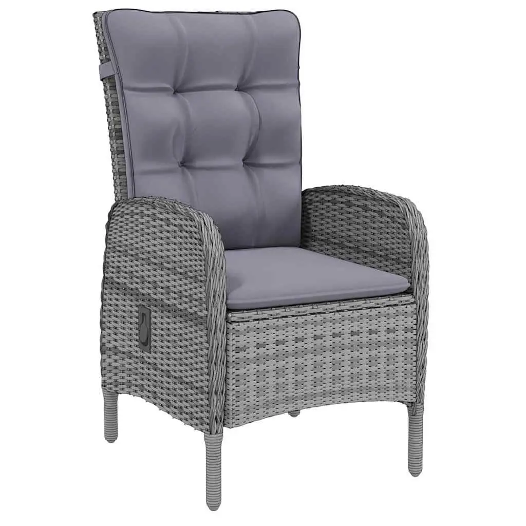 Outdoor Dining Set 9 Piece Reclining Chairs Grey Glass Table