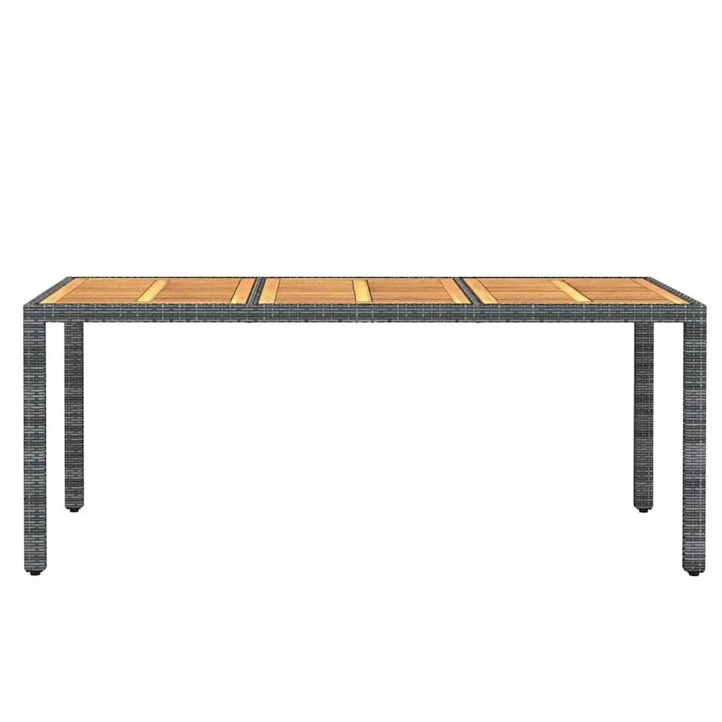 Garden Dining Set 9 Piece Outdoor Furniture Weather Resistant PE Rattan Grey Steel Frame Acacia Wood Table and Chairs