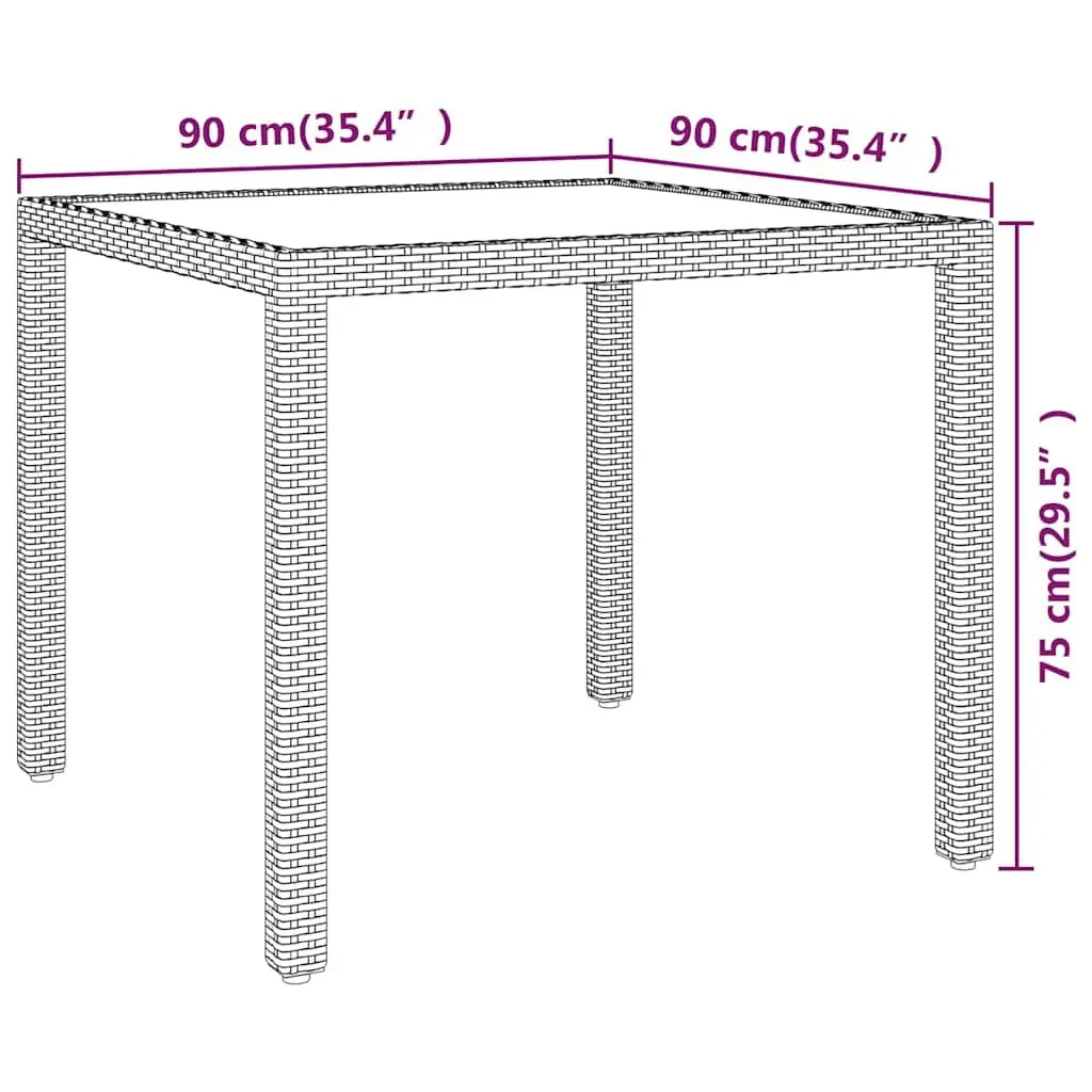 Garden Dining Set 3 Piece Outdoor Furniture Black Poly Rattan Table Chairs