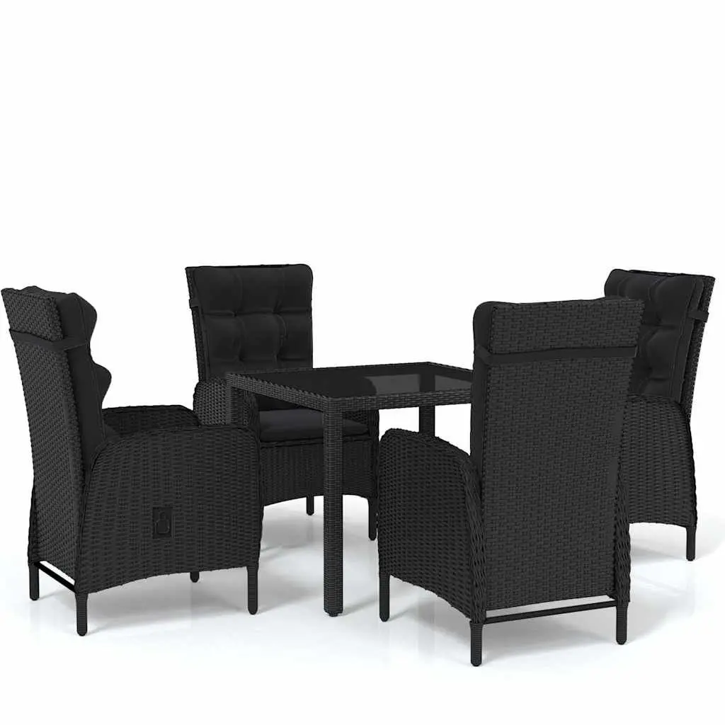 5 Piece Garden Dining Set Outdoor Patio Furniture Weather-Resistant PE Rattan Black