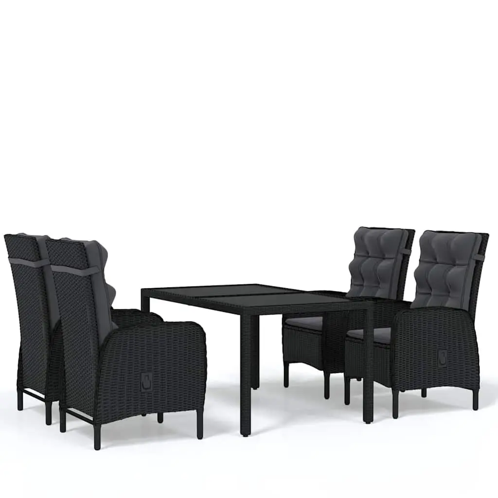 5 Piece Garden Dining Set Outdoor Furniture Ergonomic Black PE Rattan