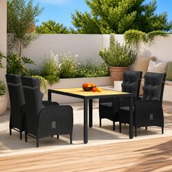 5 Piece Garden Dining Set Outdoor Furniture Patio Table Chairs Rattan Black