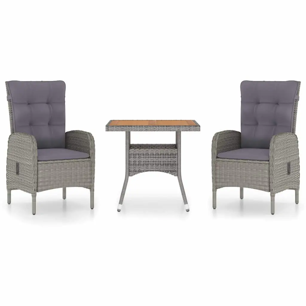 Garden Dining Set Grey 3 Piece Outdoor Furniture Patio Table Chairs