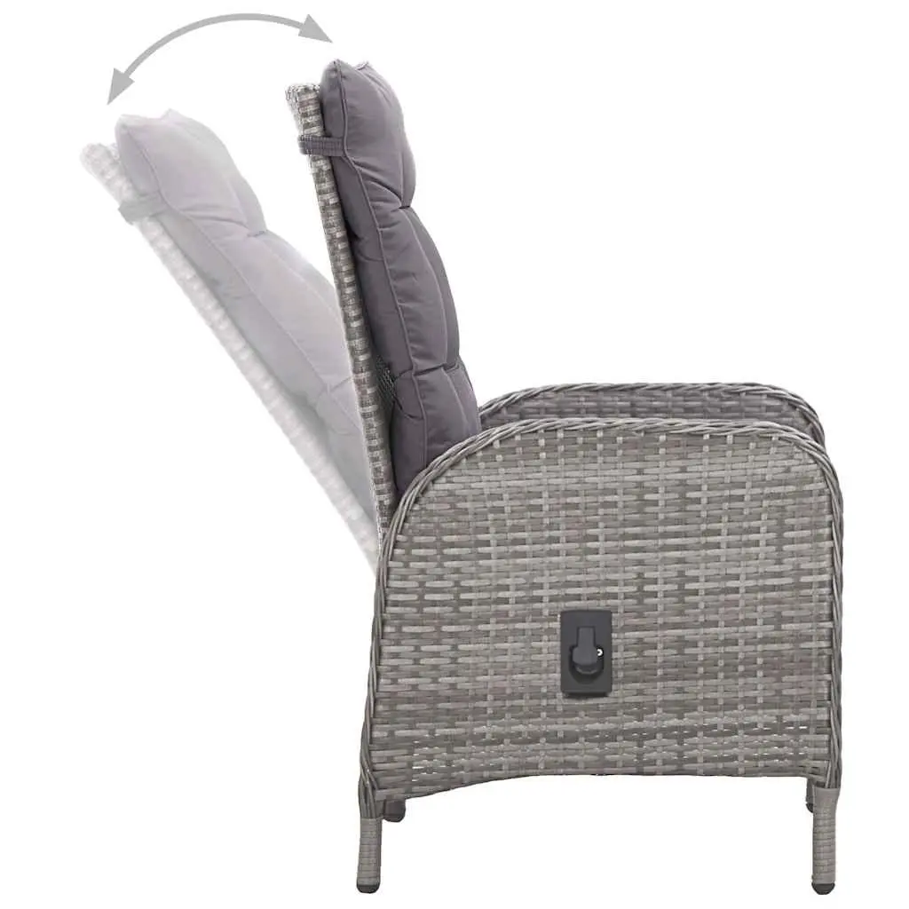Garden Dining Set Grey 3 Piece Outdoor Furniture Patio Table Chairs