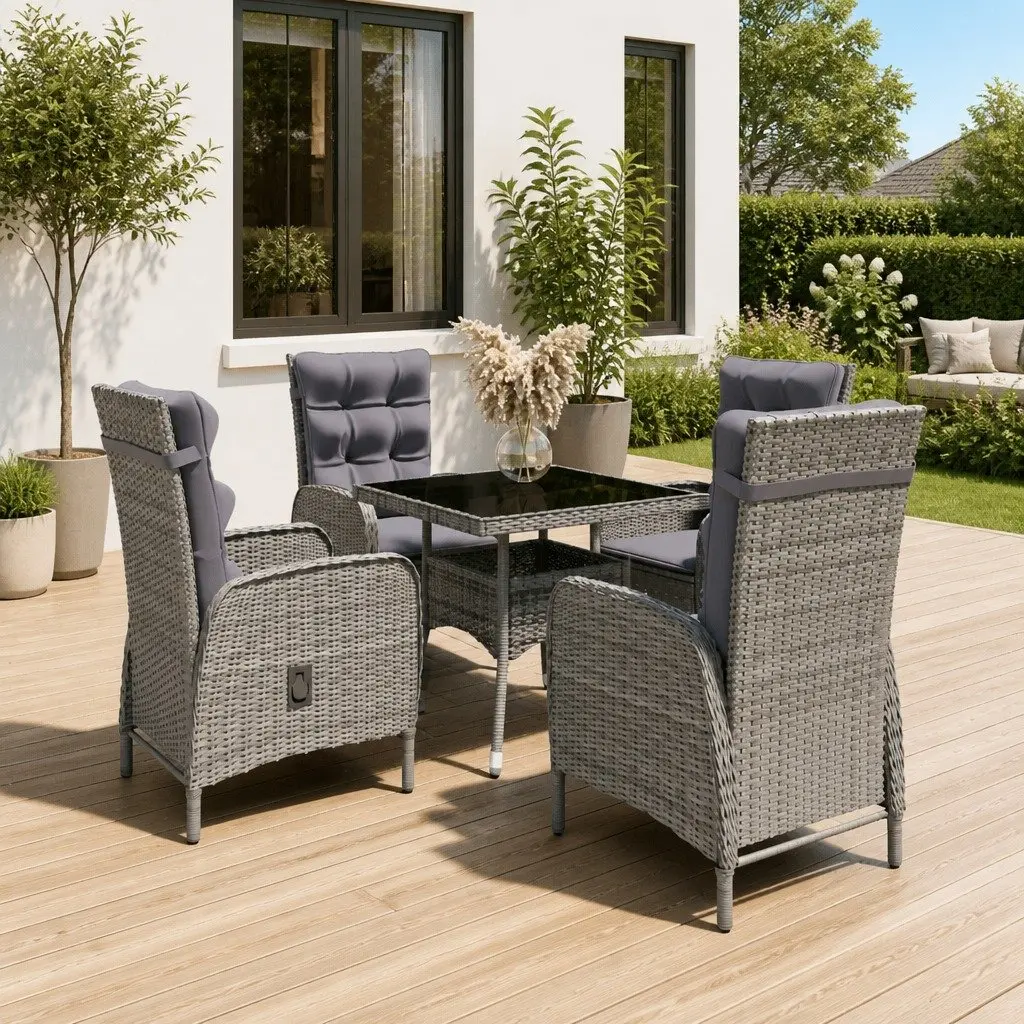 Garden Dining Set 5 Piece Outdoor Patio Furniture Grey