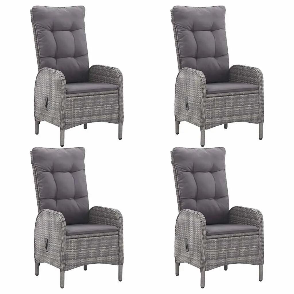 Outdoor Dining Set 5 Piece Grey Weather Resistant Furniture PE Rattan Acacia Wood