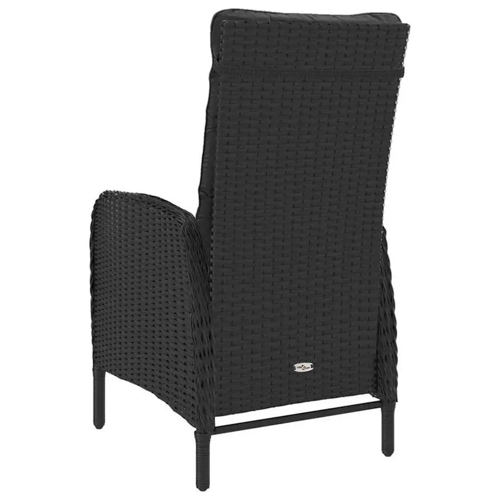 Outdoor Dining Set Black Rattan with Glass Table 5 Piece