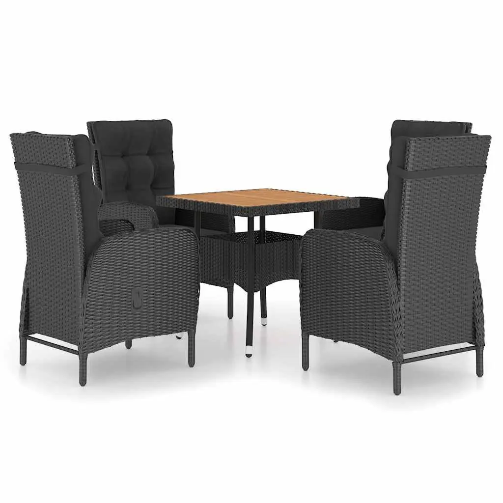 Outdoor Garden Dining Set Black 5 Piece Patio Furniture Table Chairs