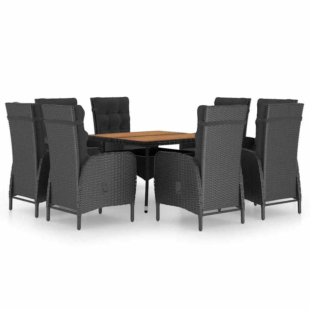Garden Dining Set Outdoor Furniture 9 Piece Patio Table Chairs Black