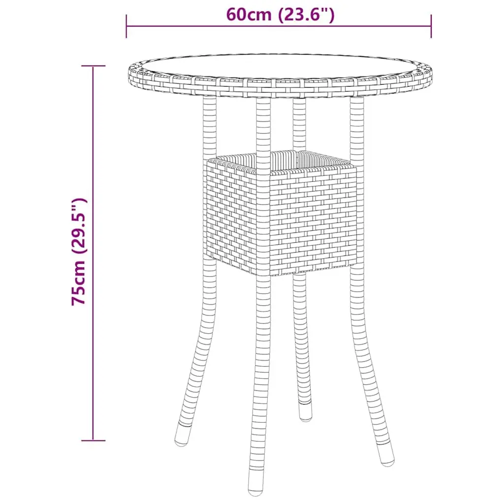 3 Piece Garden Bistro Set Poly Rattan Outdoor Patio Furniture Grey Chairs Table