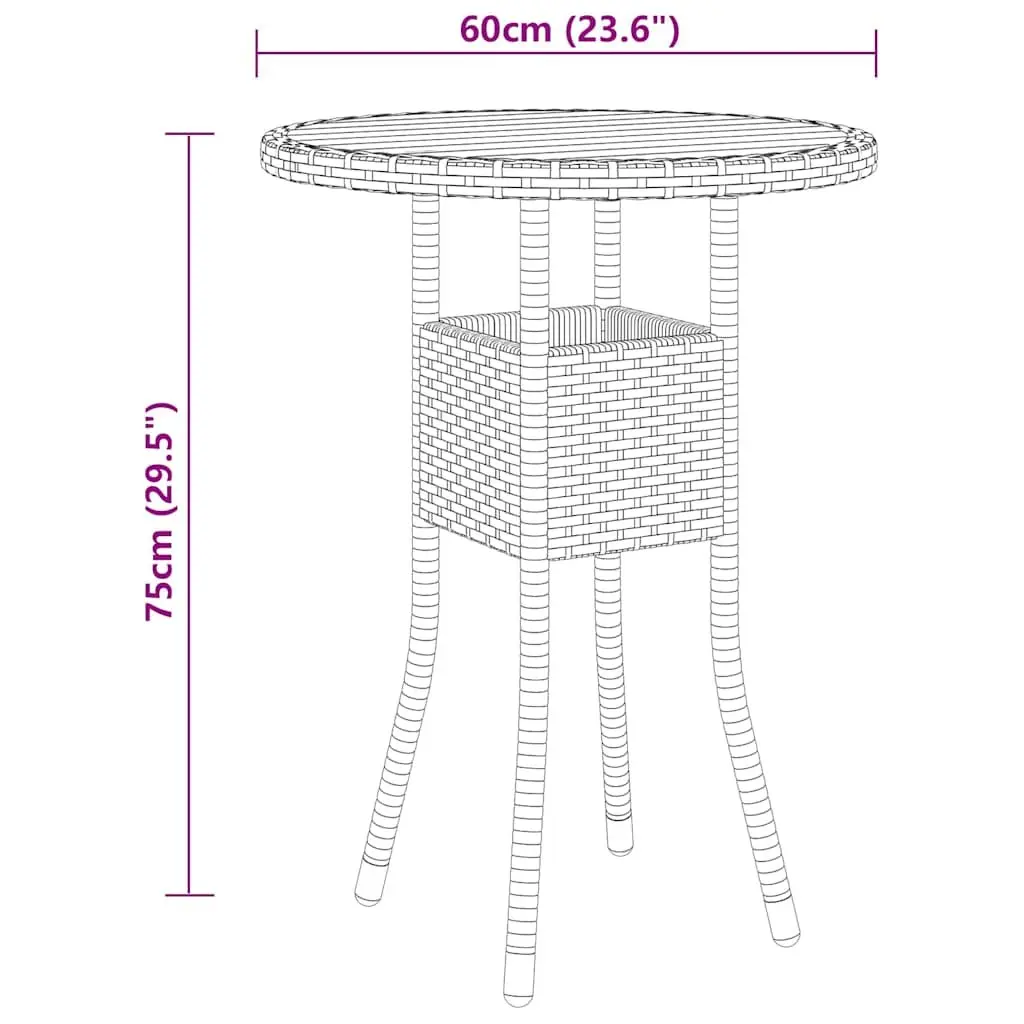 3 Piece Garden Bistro Set Poly Rattan Chairs Table Black