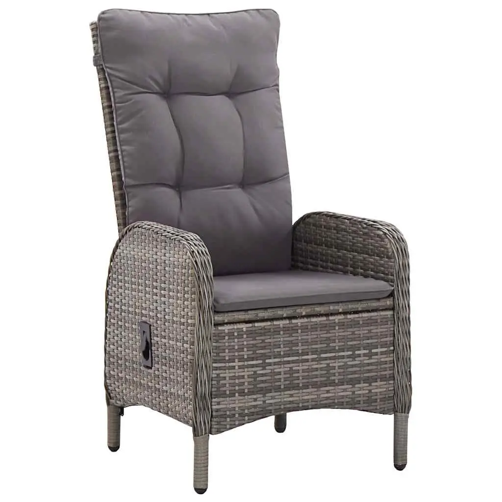 3 Piece Garden Bistro Set Outdoor Patio Furniture Poly Rattan Grey Armchair