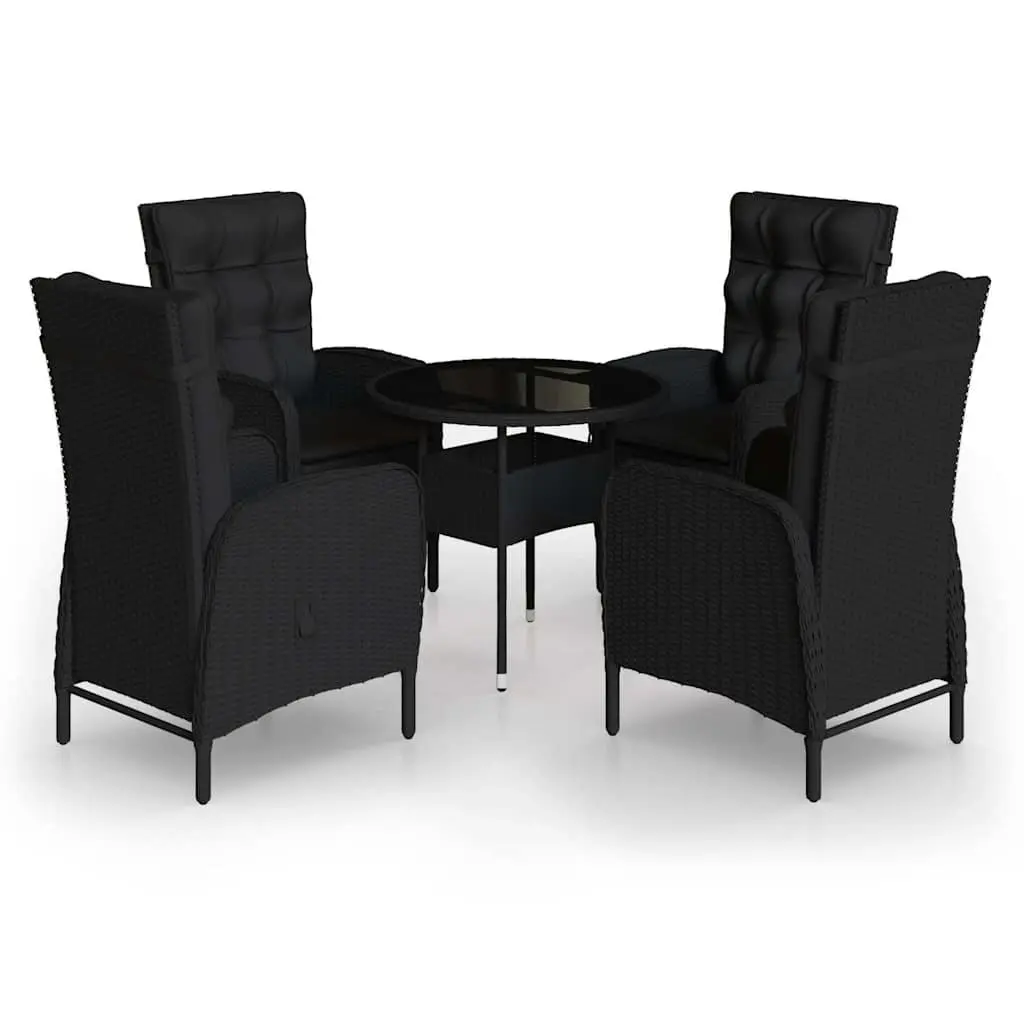 5 Piece Garden Bistro Set Outdoor Furniture Poly Rattan Patio Chairs Table Black