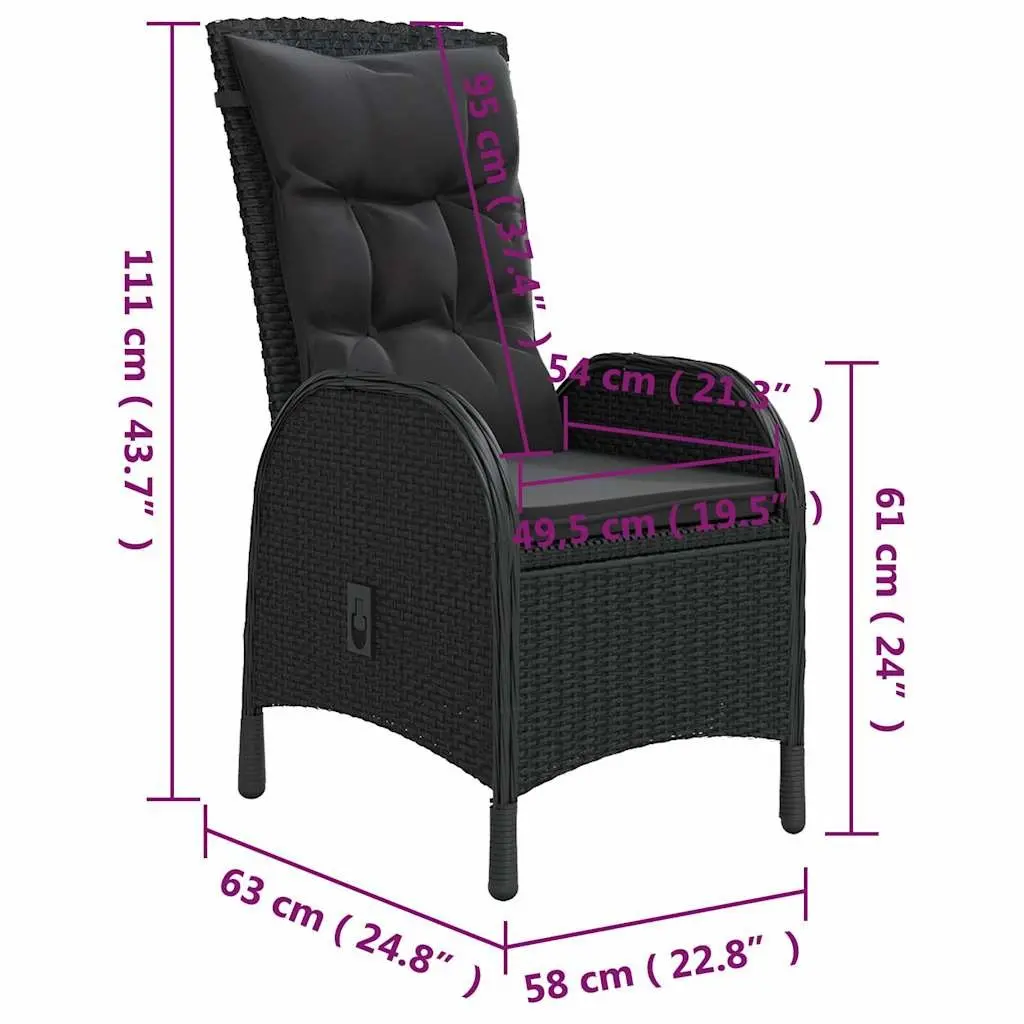 5 Piece Garden Bistro Set Outdoor Furniture Poly Rattan Patio Chairs Table Black