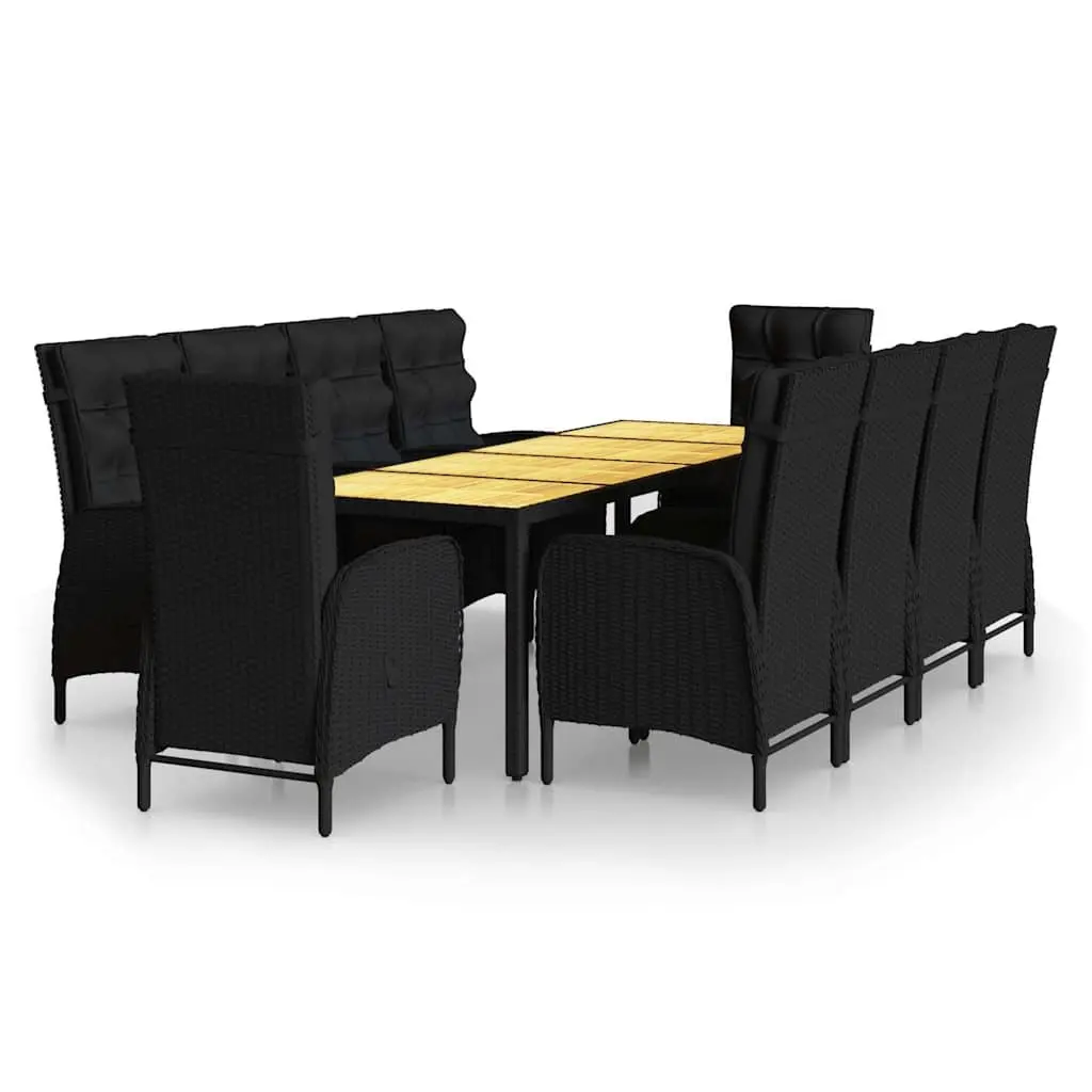 Garden Dining Set 11 Piece Outdoor Furniture Weather Resistant Poly Rattan Black