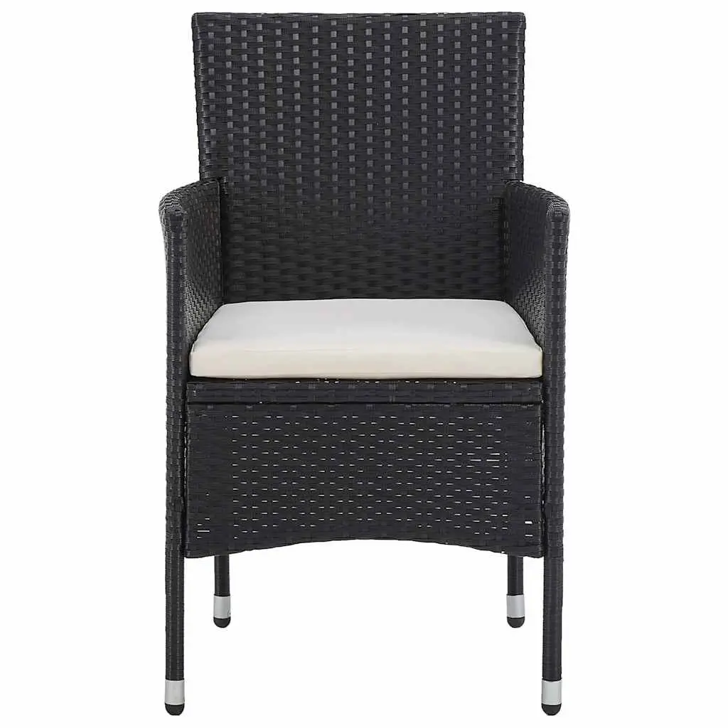 Outdoor Dining Set 11 Piece Weather Resistant PE Rattan Steel Black