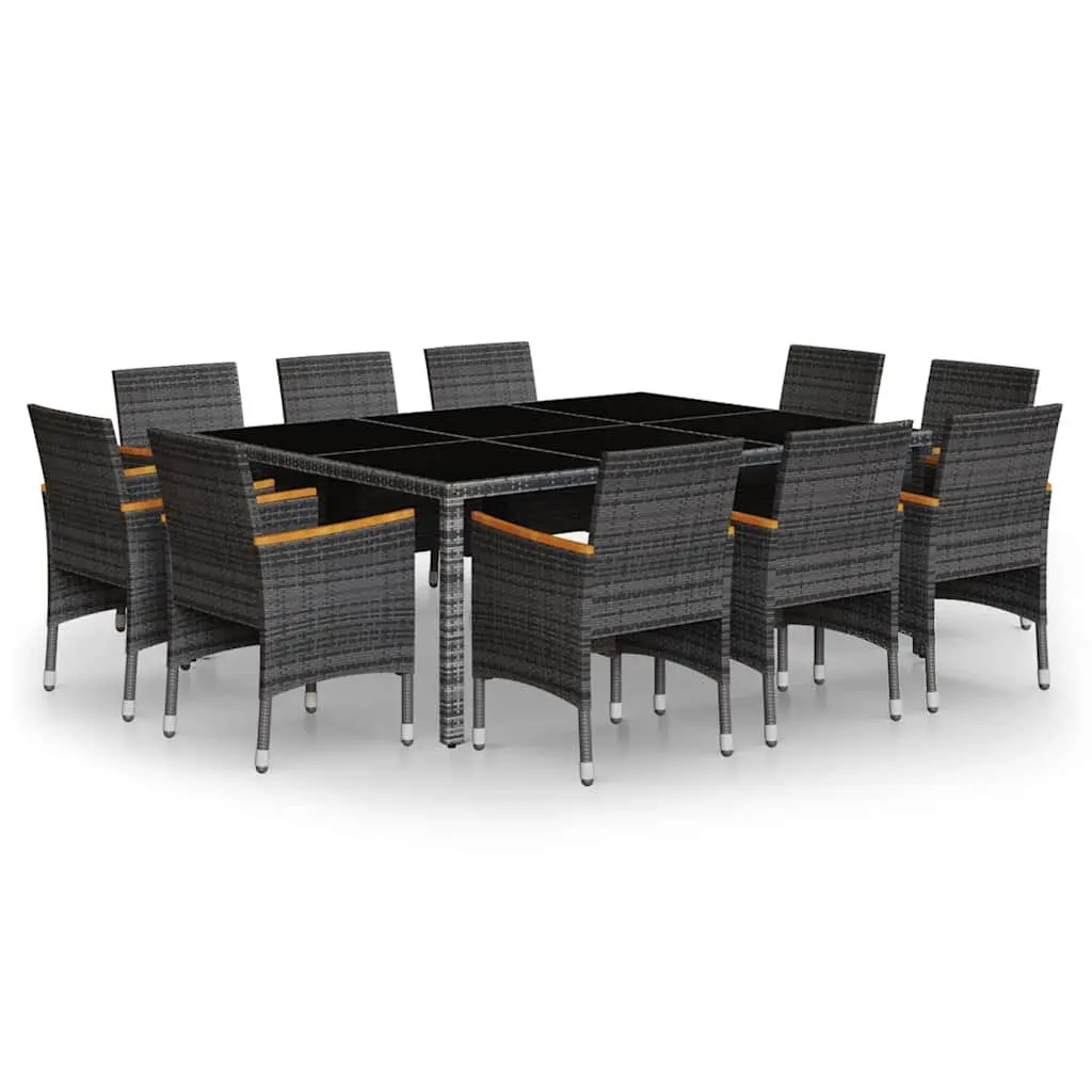 Garden Dining Set 11 Piece Outdoor Furniture PE Rattan Steel Grey Patio