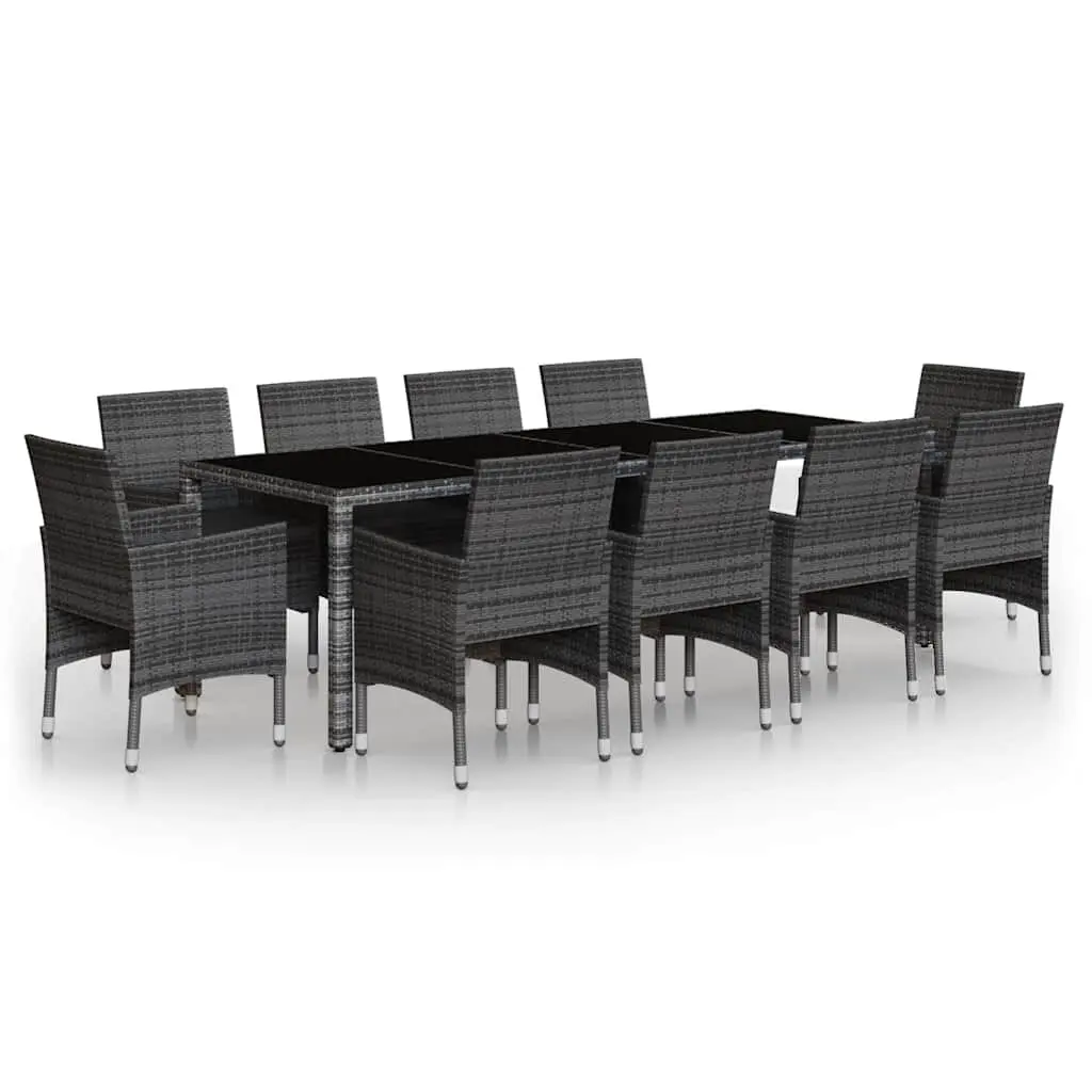Outdoor Furniture Dining Set 11 Piece Grey PE Rattan Steel Patio Table Chairs