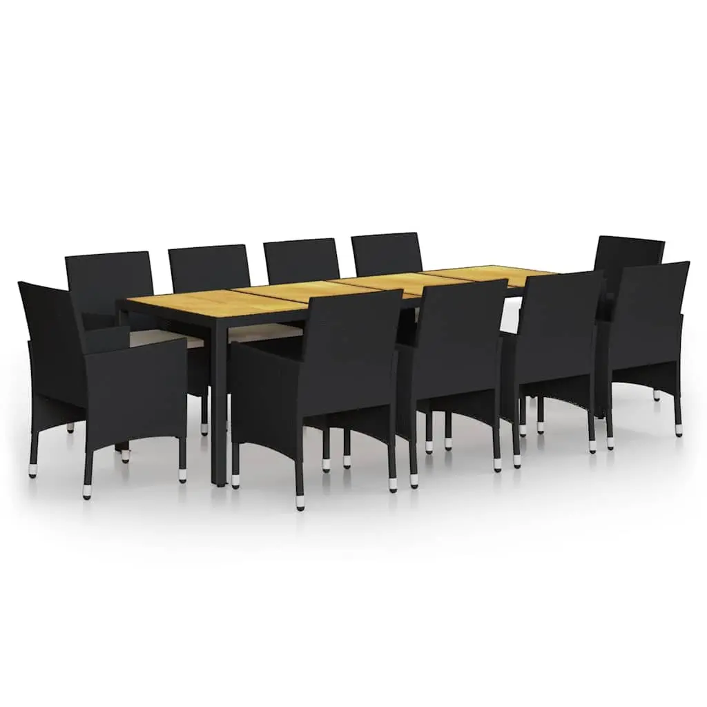 11 Piece Outdoor Garden Dining Set Steel Rattan Patio Furniture Black