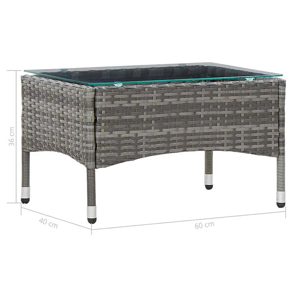 Garden Lounge Set 2 Piece Outdoor Furniture with Cushion Grey PE Rattan