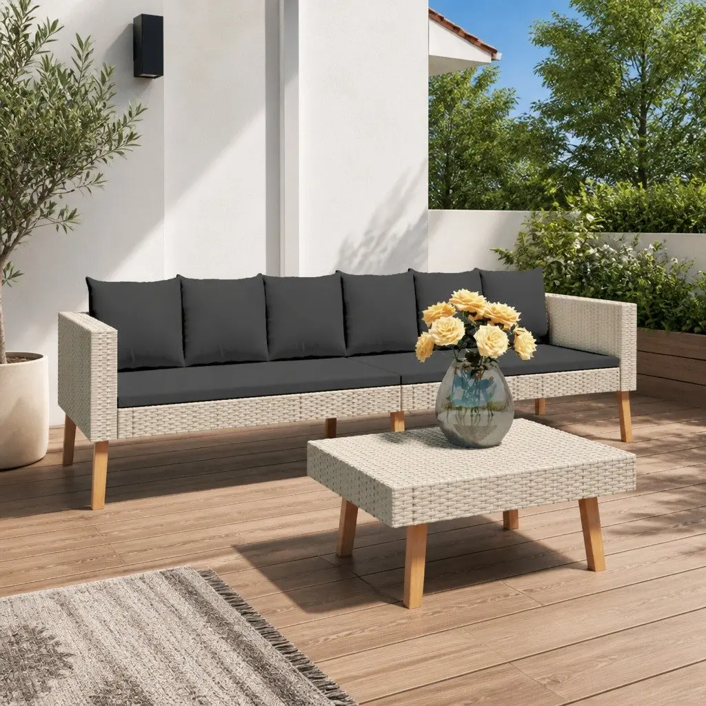 Garden Lounge Set Outdoor Sofa Coffee Table 2 Piece Beige