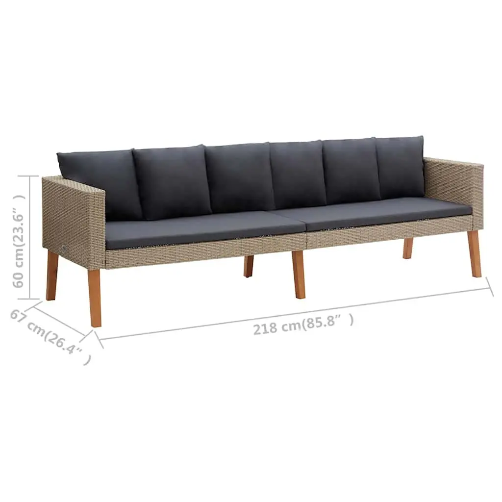 Garden Lounge Set Outdoor Sofa Coffee Table 2 Piece Beige