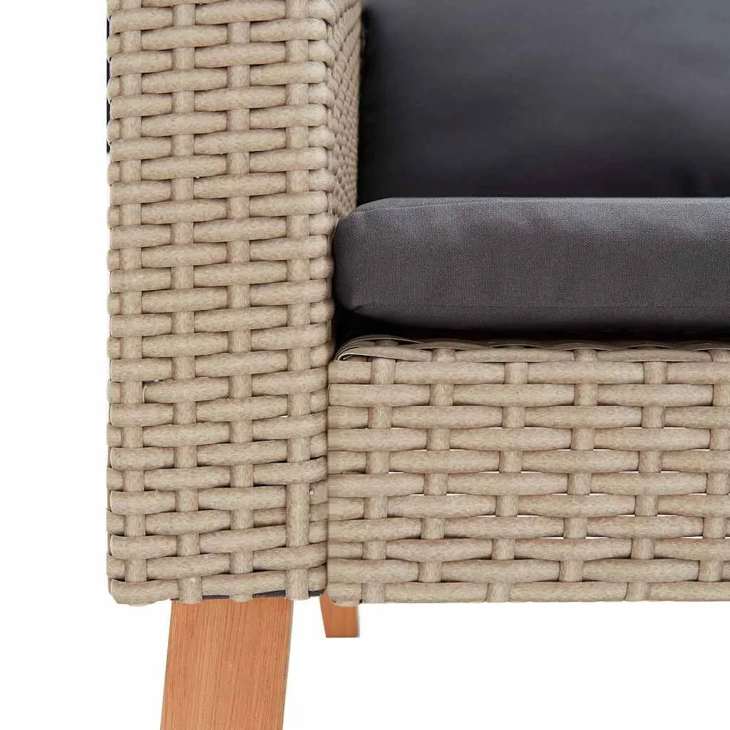 Garden Lounge Set 3 Piece Outdoor Furniture Sofa Table Cushions Beige Patio