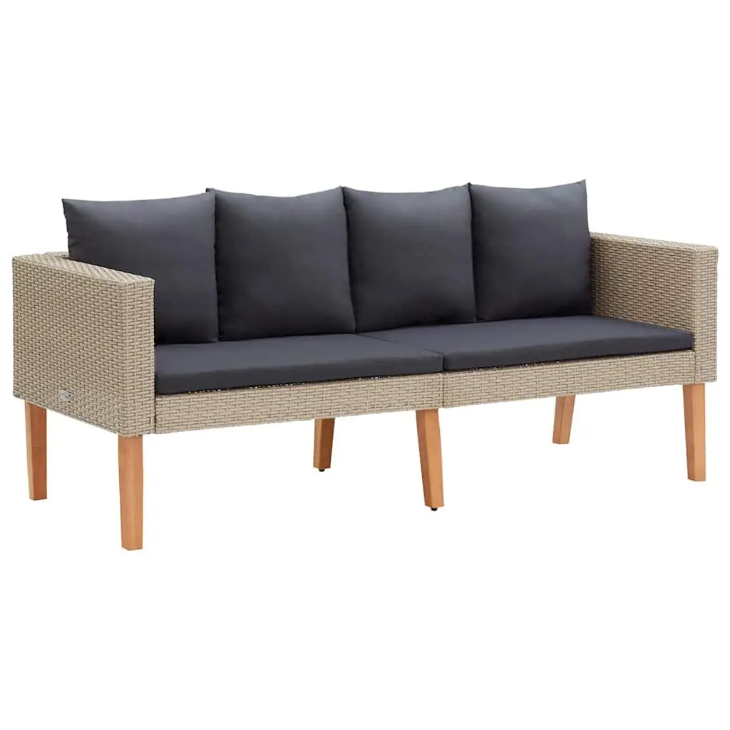Garden Lounge Set 3 Piece Outdoor Furniture Sofa Table Cushions Beige Patio