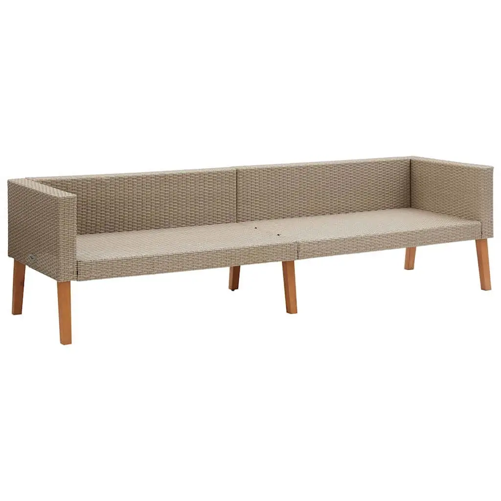 Garden Lounge Set 3 Piece Outdoor Furniture Sofa Table Cushions Beige Patio