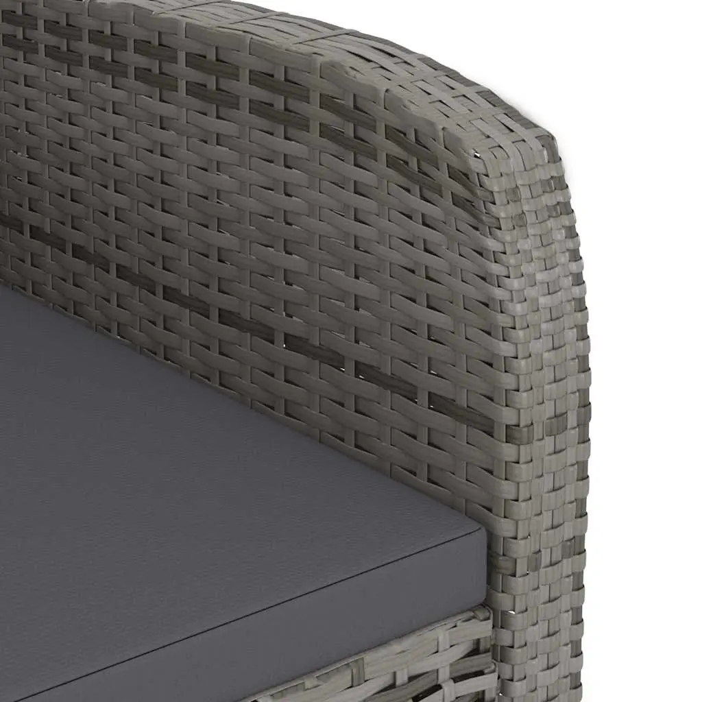 Outdoor Dining Set Grey Poly Rattan 9 Piece Garden Furniture with Cushions