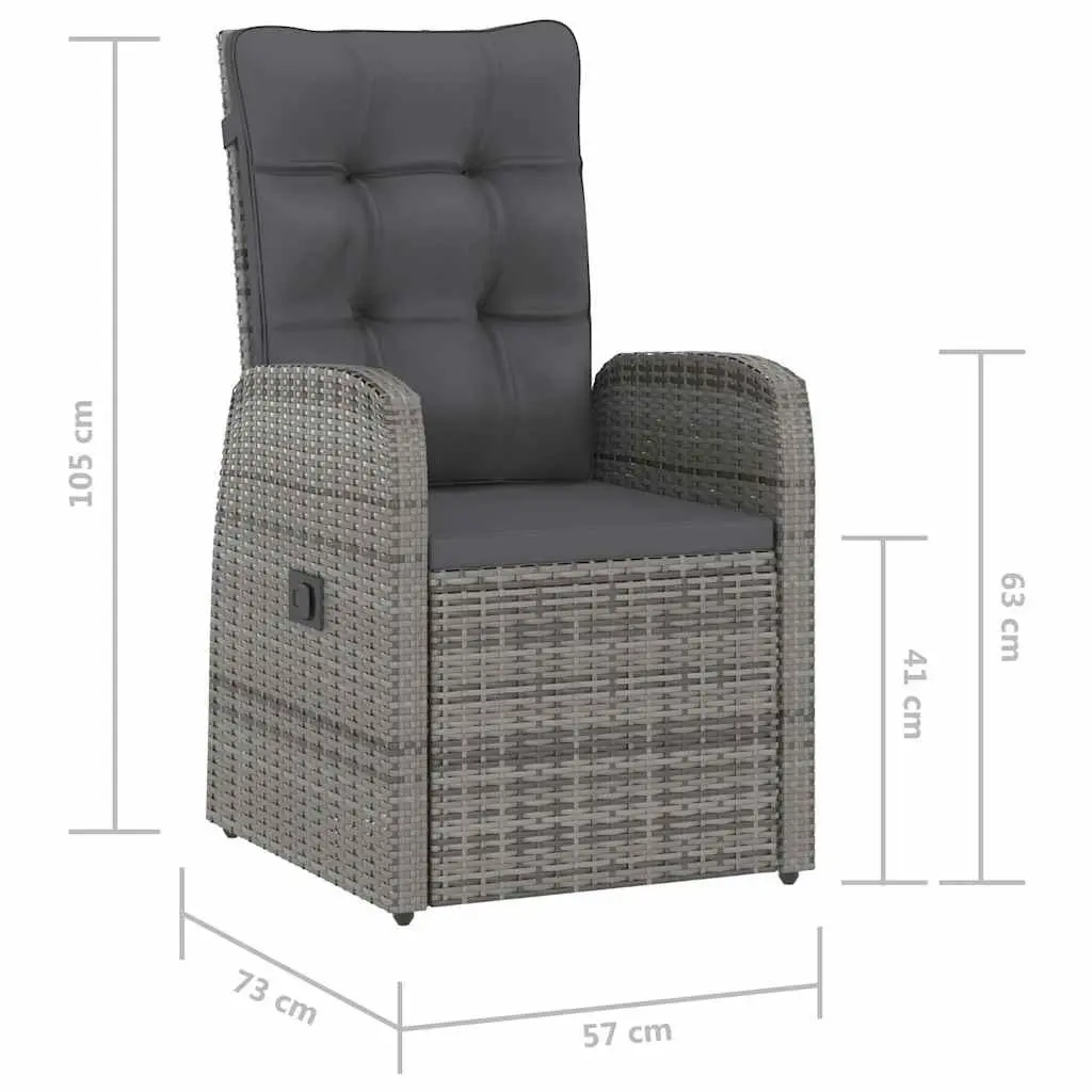 Outdoor Dining Set Grey Poly Rattan 9 Piece Garden Furniture with Cushions