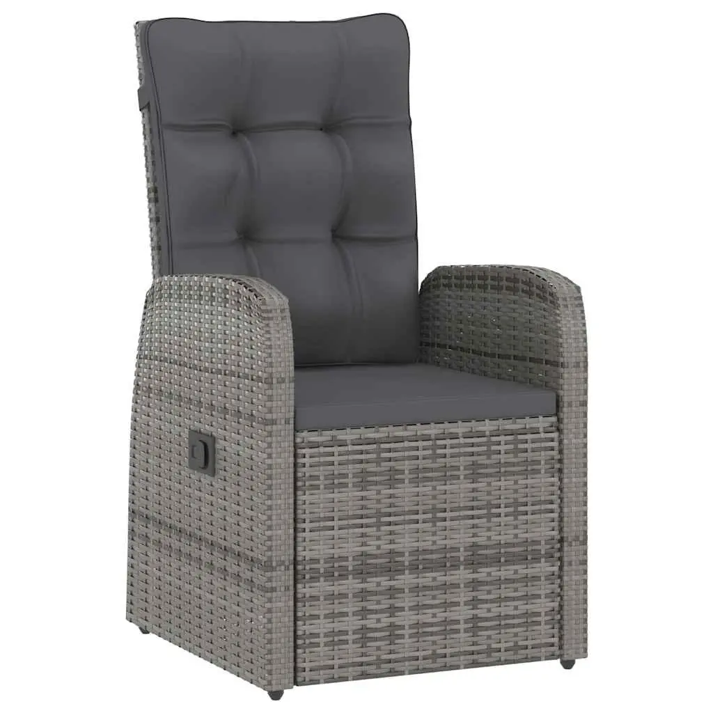 Outdoor Dining Set Grey Poly Rattan 9 Piece Garden Furniture with Cushions