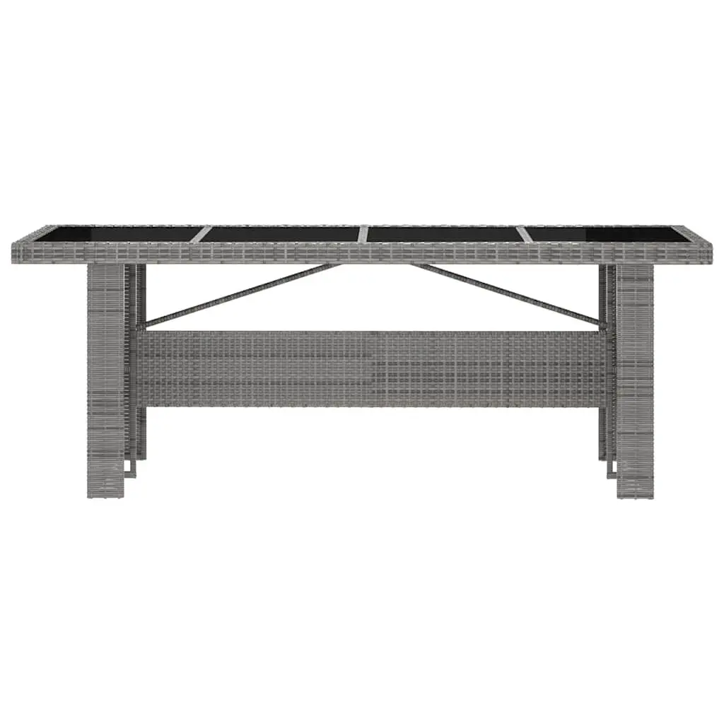 Outdoor Dining Set Grey Poly Rattan 9 Piece Garden Furniture with Cushions