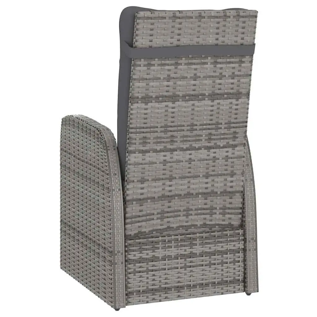 Outdoor Dining Set Grey Poly Rattan 9 Piece Garden Furniture with Cushions
