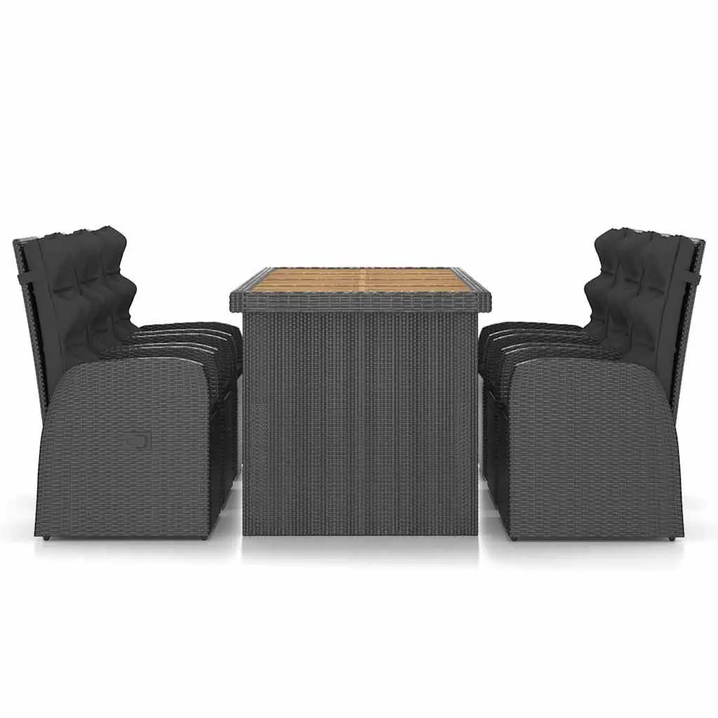 Outdoor Dining Set 7 Piece Poly Rattan Garden Furniture Black