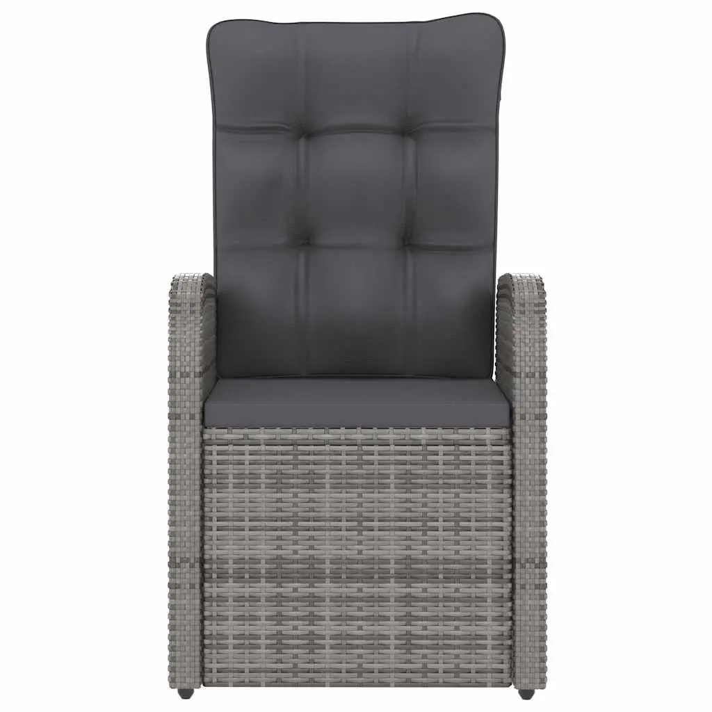 Outdoor Dining Set Grey Poly Rattan 11 Piece Garden Furniture with Cushions