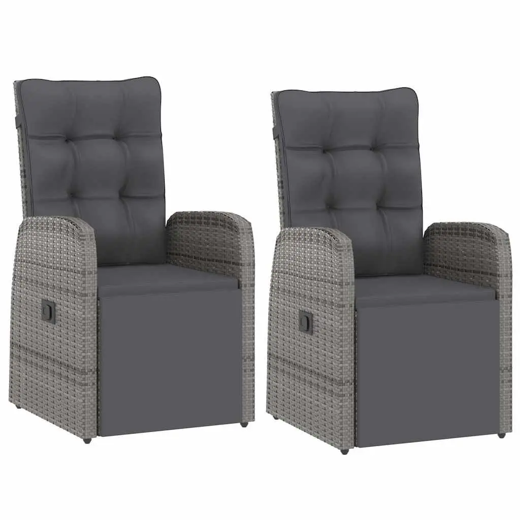 Outdoor Dining Set Grey Poly Rattan 11 Piece Garden Furniture with Cushions