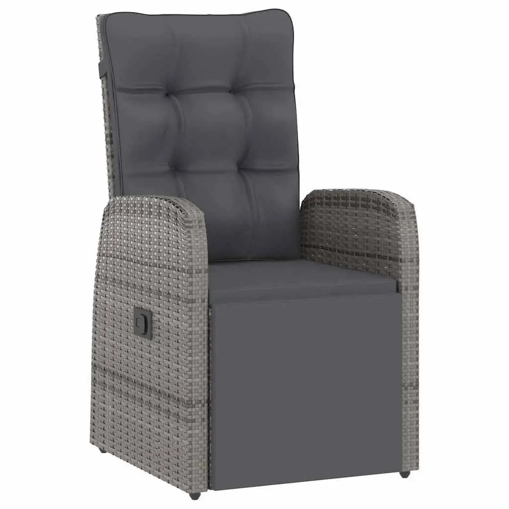 Outdoor Dining Set Grey Poly Rattan 11 Piece Garden Furniture with Cushions