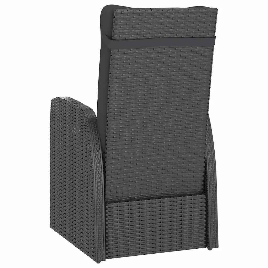 11 Piece Dining Set for Outdoor Use Featuring Acacia Wood Table and Adjustable Backrest Chairs with PE Rattan in Black Color