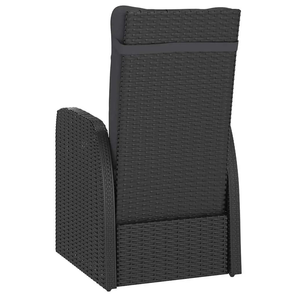11 Piece Dining Set for Outdoor Use Featuring Acacia Wood Table and Adjustable Backrest Chairs with PE Rattan in Black Color