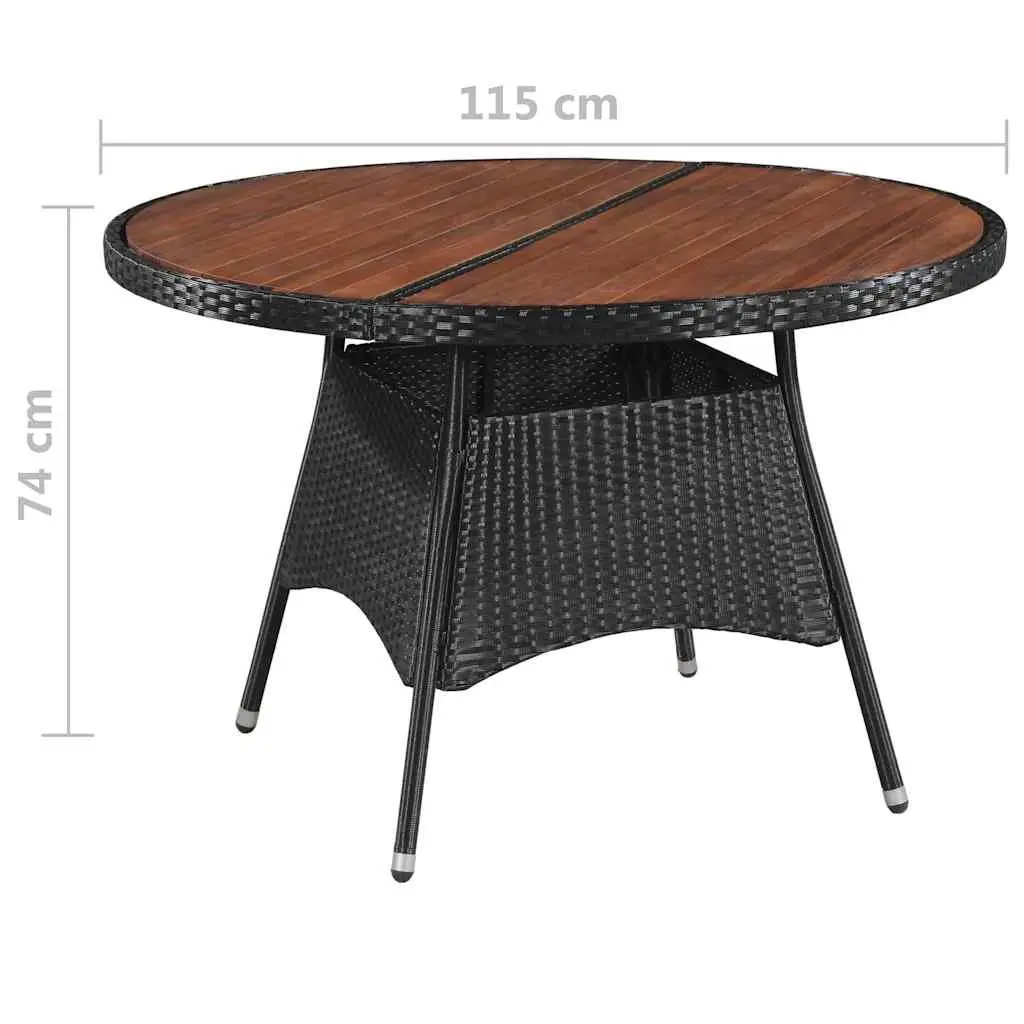 Outdoor Dining Set 5 Piece Black PE Rattan Garden Furniture with Cushions