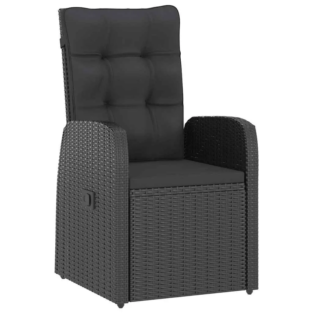 Outdoor Dining Set 5 Piece Black PE Rattan Garden Furniture with Cushions