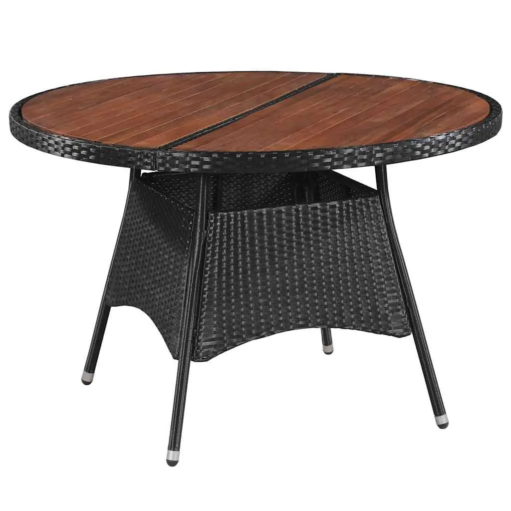 Outdoor Dining Set 5 Piece Black PE Rattan Garden Furniture with Cushions
