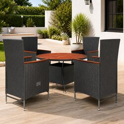 Friendly 5 Piece Black Rattan Outdoor Dining Set