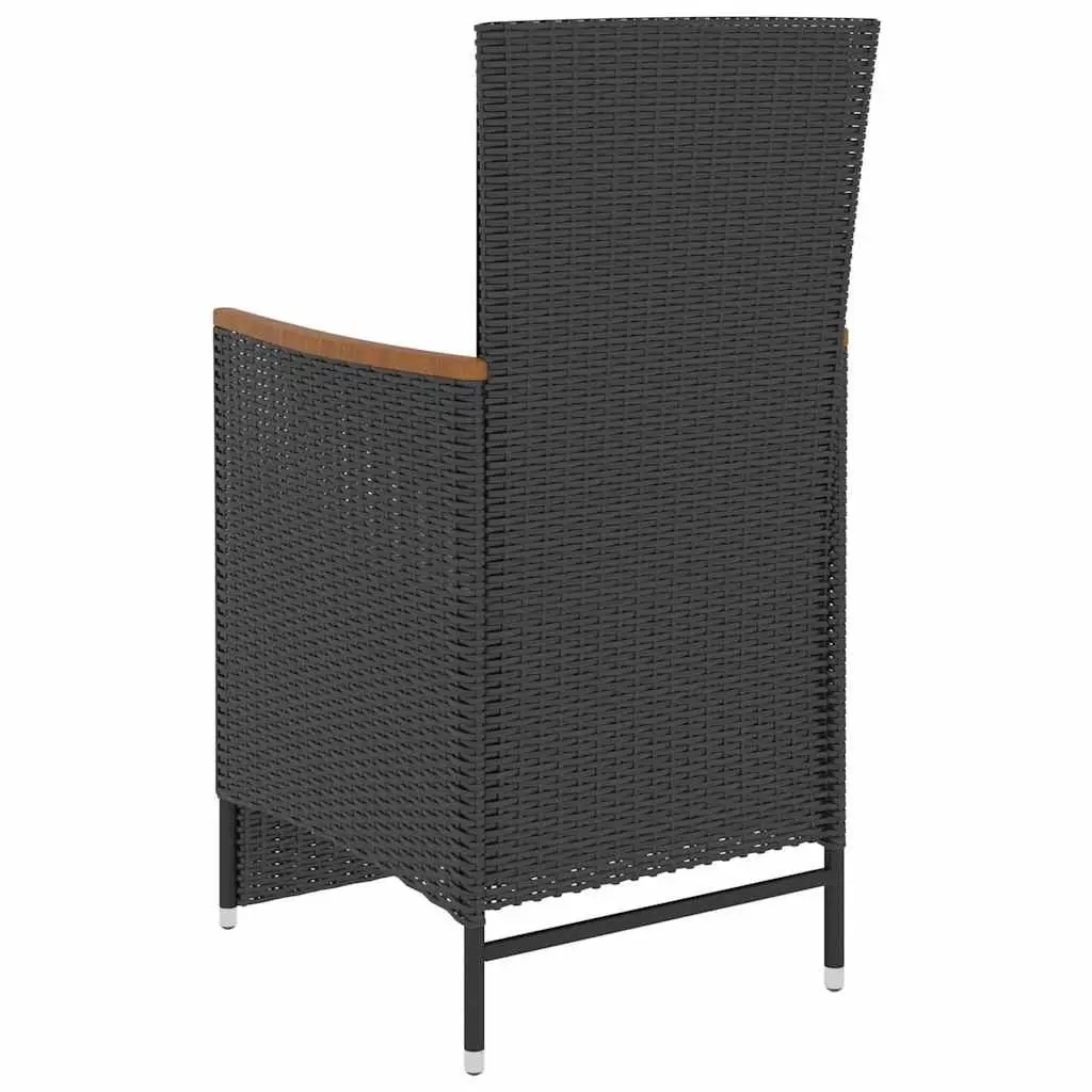 Outdoor Dining Set 5 Piece Poly Rattan Garden Furniture Black with Cushions