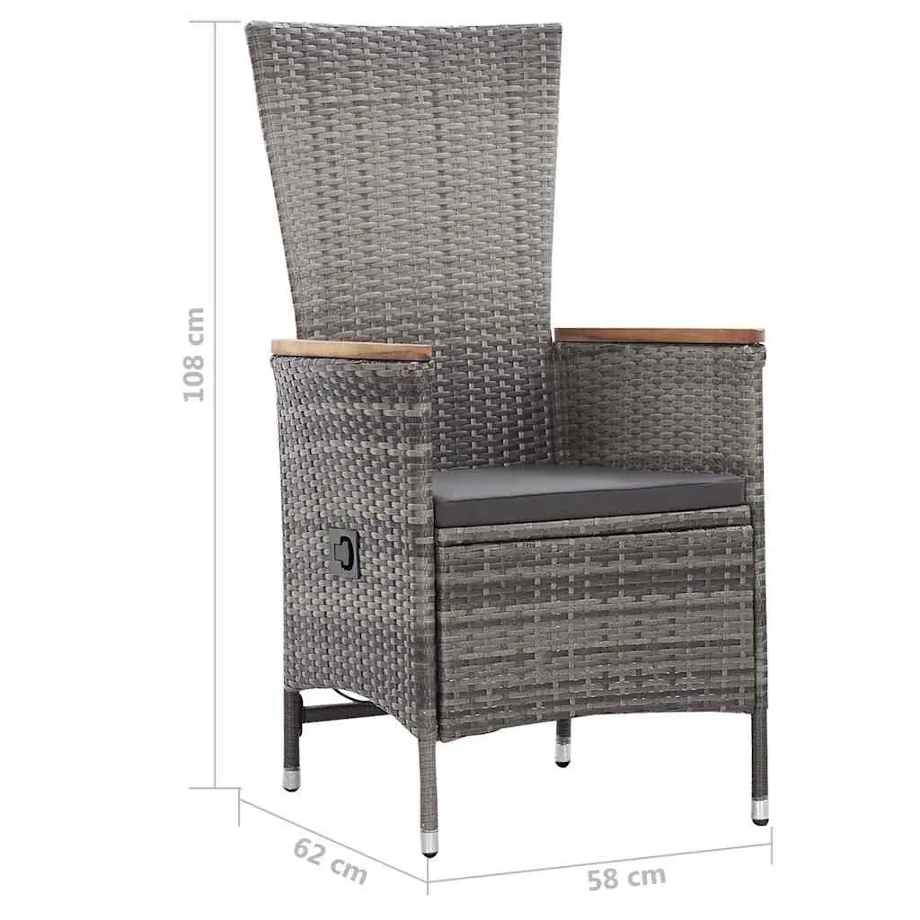 Garden Lounge Set 3 Piece Poly Rattan Armchairs Coffee Table Grey Outdoor