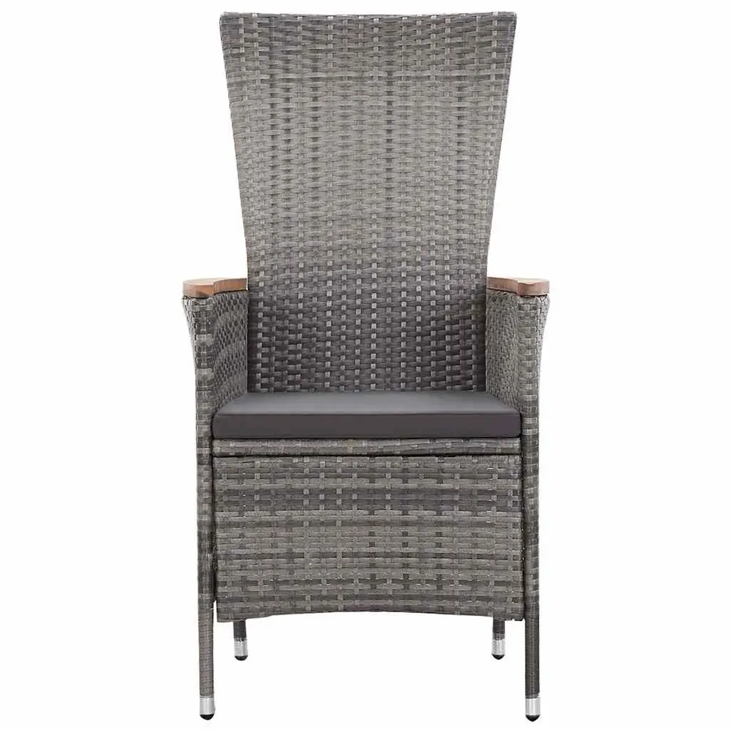 Garden Lounge Set 3 Piece Poly Rattan Armchairs Coffee Table Grey Outdoor